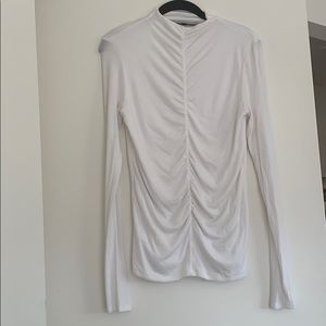 Veronica Beard white ruched Theresa turtleneck